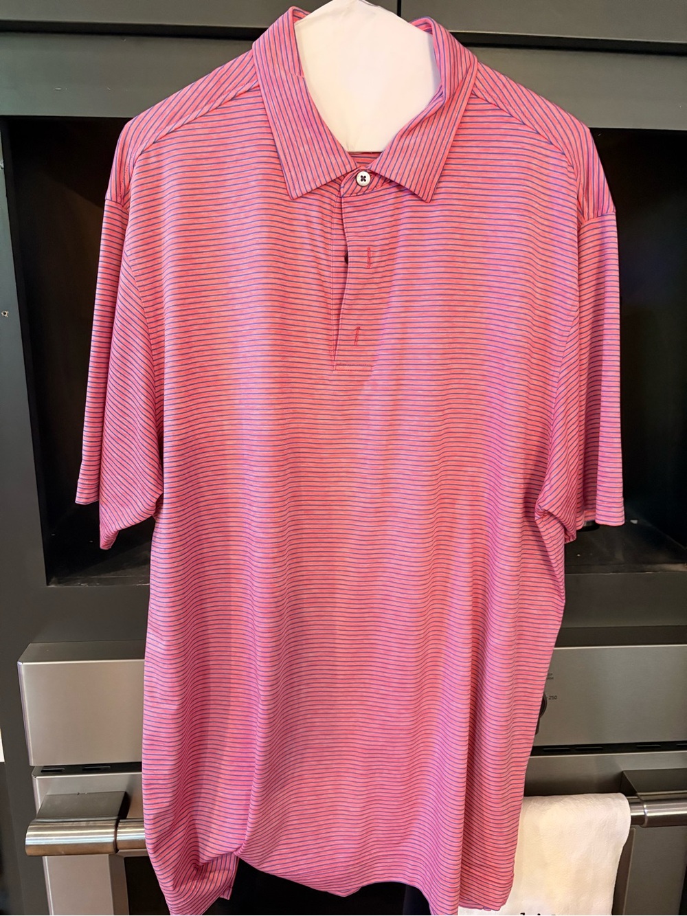 FootJoy Pink and Navy Thin-Stripe Polo